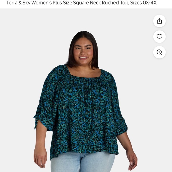 Terra & Sky Blue and Black Floral Blouse - Picture 2 of 8